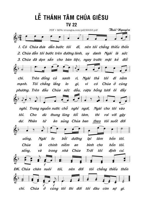 Sheet PDF of Thánh Vịnh 22, Lễ Thánh Tâm Chúa Giêsu