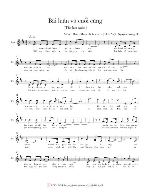 Sheet PDF of Bài luân vũ cuối cùng (The last waltz)