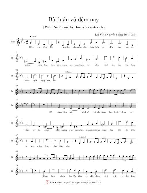 Sheet PDF of Bài luân vũ đêm nay (Waltz no.2)