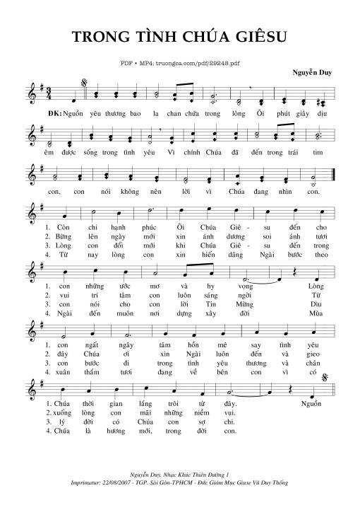 Sheet PDF of Trong Tình Chúa Giêsu