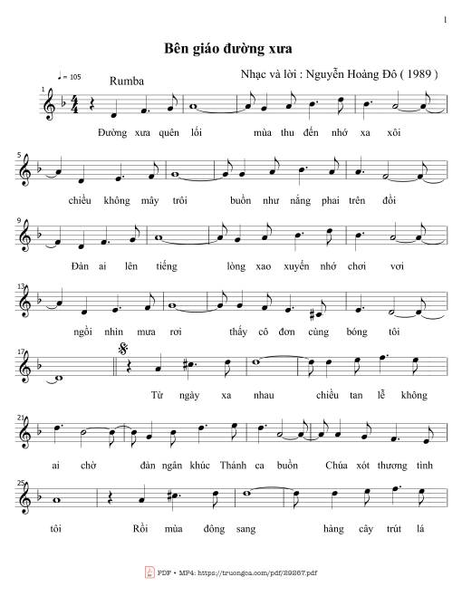 Sheet PDF of Bên giáo đường xưa