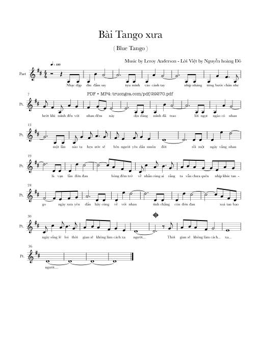 Sheet PDF of Bài tango xưa (Blue tango)