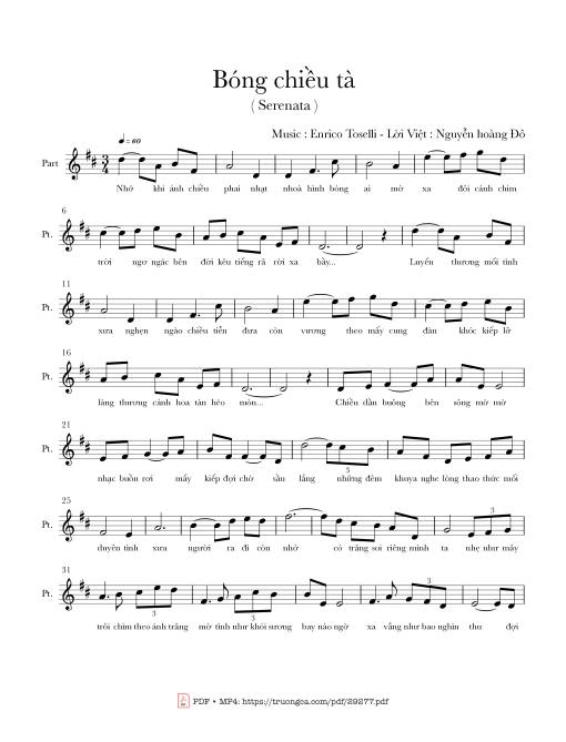 Sheet PDF of Bóng chiều tà (Serenata)