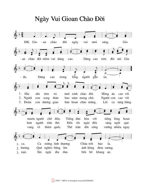 Sheet PDF of Ngày Vui Gioan Chào Đời