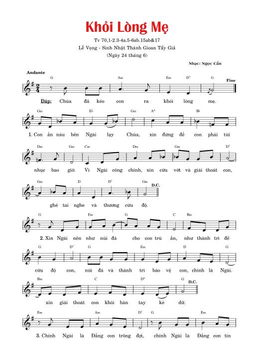 Thánh Vịnh 70, Khỏi Lòng mẹ (Ngày 24-6)