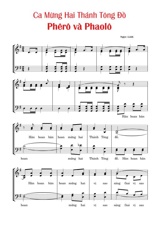 Sheet PDF of Ca Mừng Hai Thánh Tông Đồ Phêrô Và Phaolô