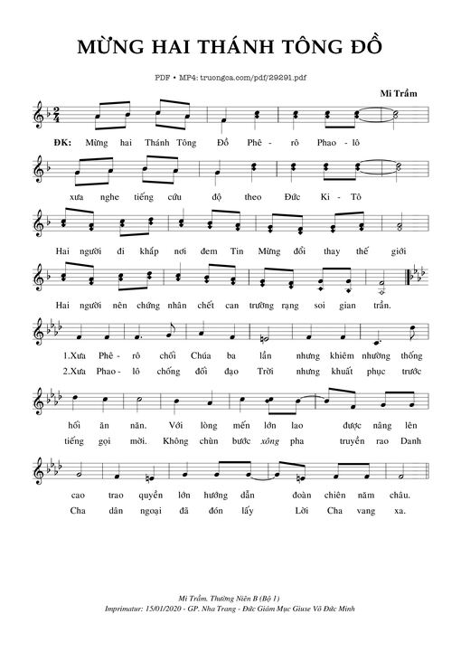 Sheet PDF of Mừng Hai Thánh Tông Đồ