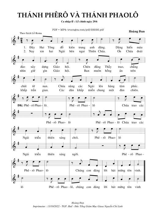 Sheet PDF of Thánh Phê-Rô Và Thánh Phao-Lô