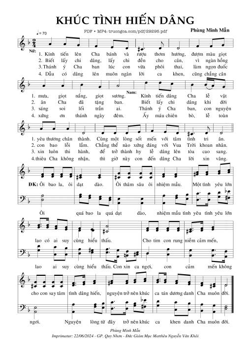 Sheet PDF of Khúc Tình Hiến Dâng