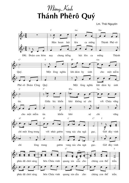 Sheet PDF of Mừng Kính Thánh Phêrô Quý