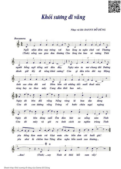 Sheet PDF of Khói sương dĩ vãng