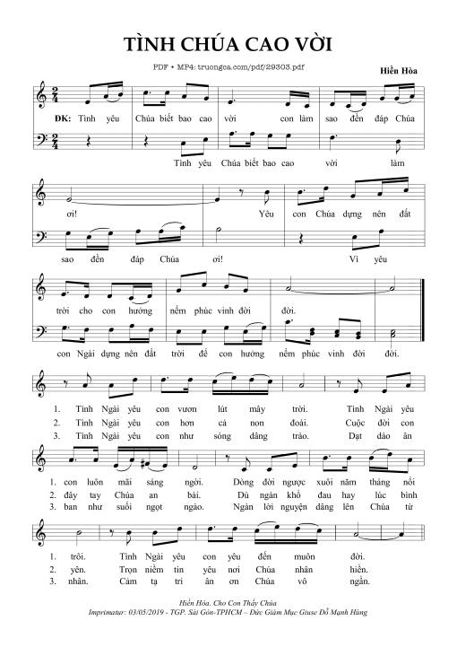 Sheet PDF of Tình Chúa Cao Vời