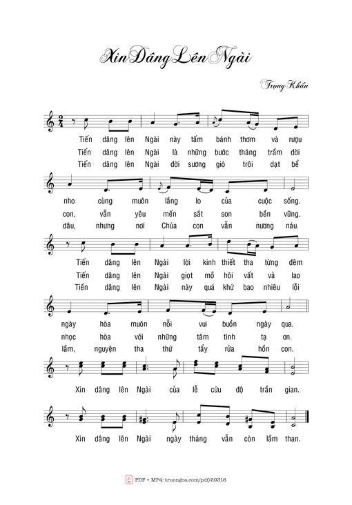 Sheet PDF of Xin dâng lên Ngài