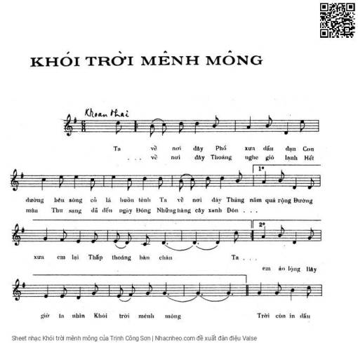 Sheet PDF of Khói trời mênh mông