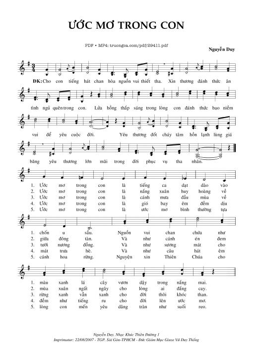 Sheet PDF of Ước Mơ Trong Con
