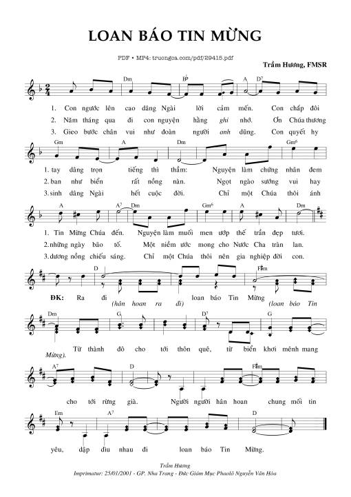 Sheet PDF of Loan Báo Tin Mừng