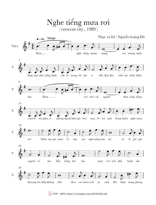 Sheet PDF of Nghe tiếng mưa rơi