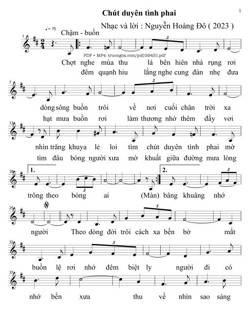 Sheet PDF of Chút duyên tình phai