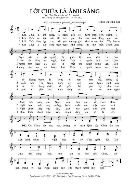 Sheet PDF of Lời Chúa Là Ánh Sáng