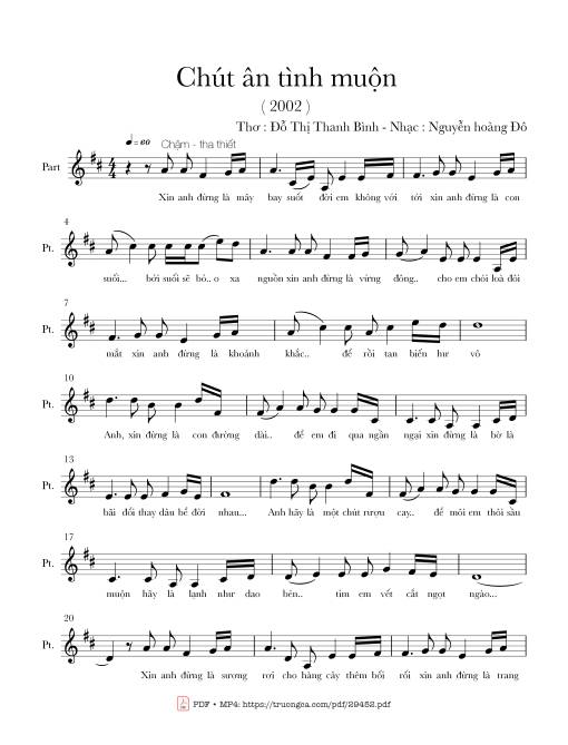 Sheet PDF of Chút ân tình muộn