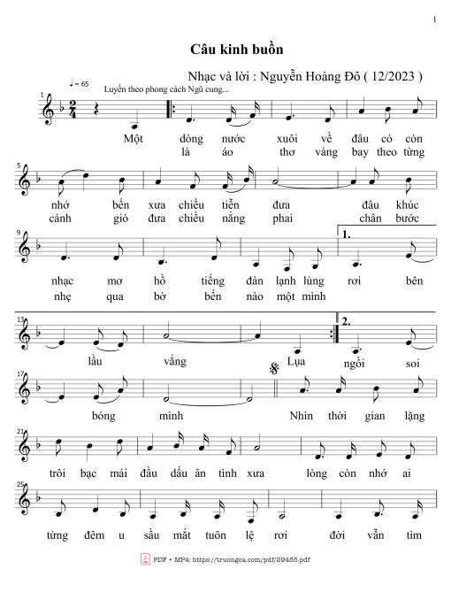 Sheet PDF of Câu kinh buồn