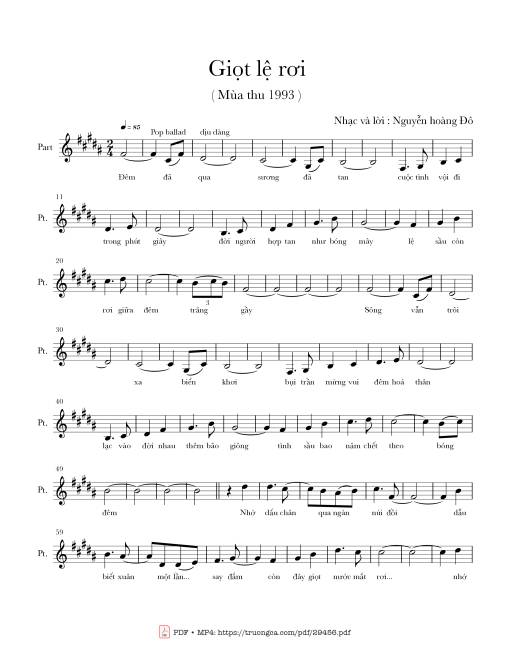 Sheet PDF of Giọt lệ rơi