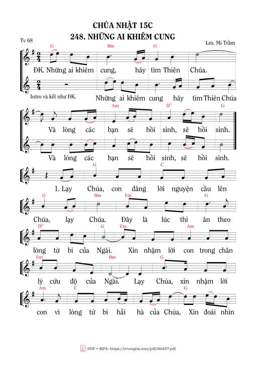 Sheet PDF of Thánh Vịnh 68, Những Ai Khiêm Cung