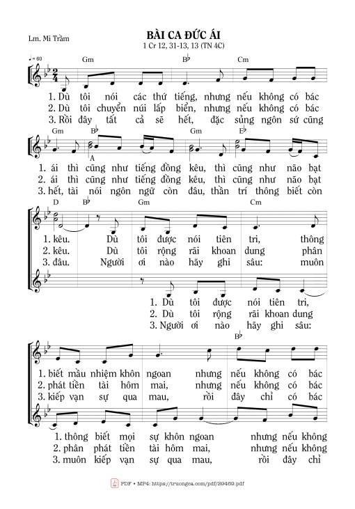 Sheet PDF of Bài Ca Bác Ái