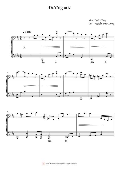 Sheet PDF of Đường xưa Piano