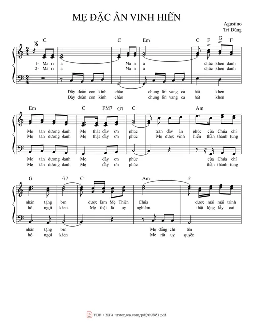 Sheet PDF of Mẹ đặc ân vinh hiển