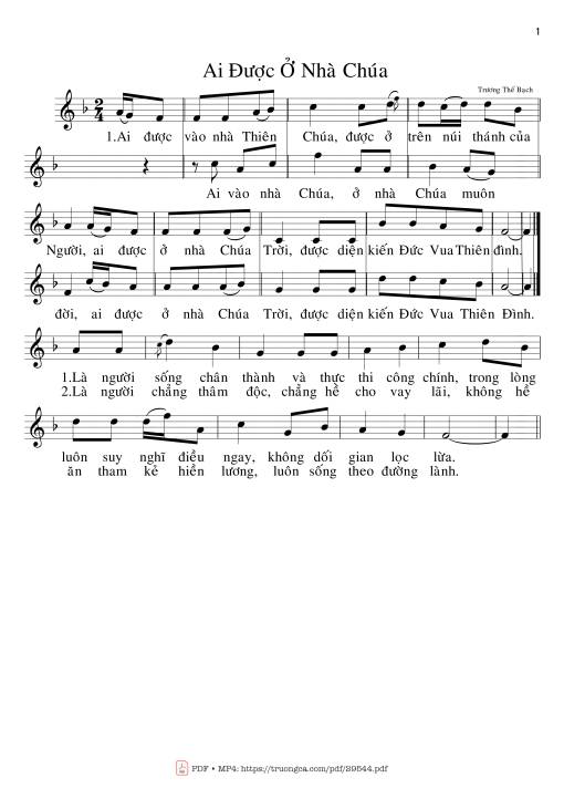 Sheet PDF of Ai Được Ở Nhà Chúa