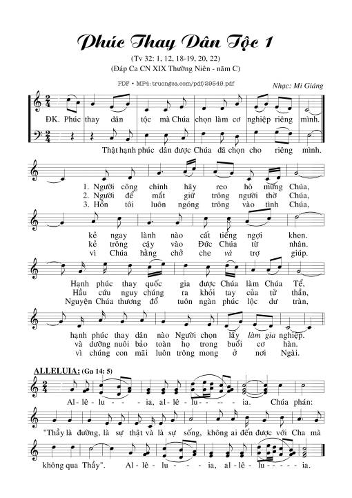 Sheet PDF of Thánh Vịnh 32, Phúc Thay Dân Tộc 1