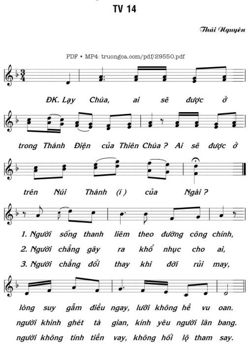 Thánh Vịnh 14, Chúa Nhật 16C Thường Niên