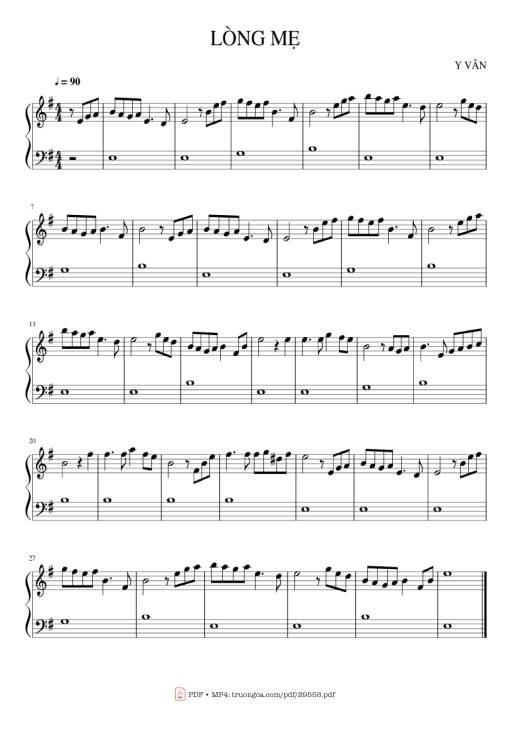 Lòng Mẹ Piano EASY