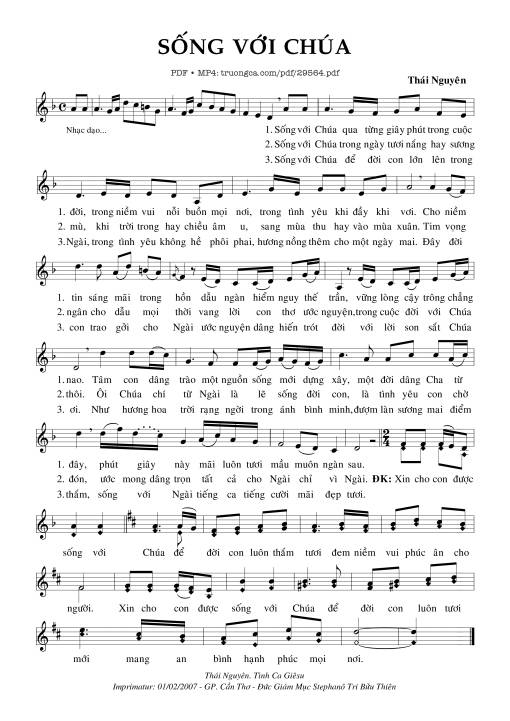Sheet PDF of Sống Với Chúa