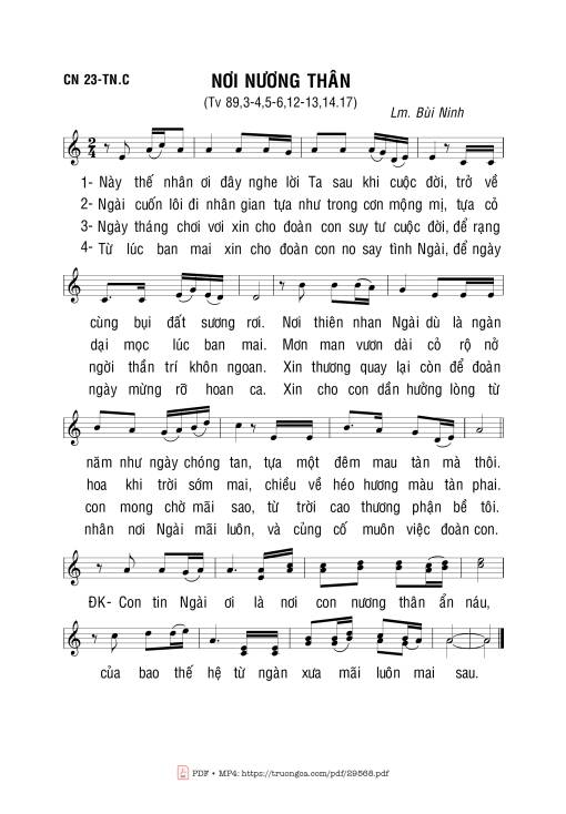 Sheet PDF of Thánh Vịnh 89, Nơi Nương Thân