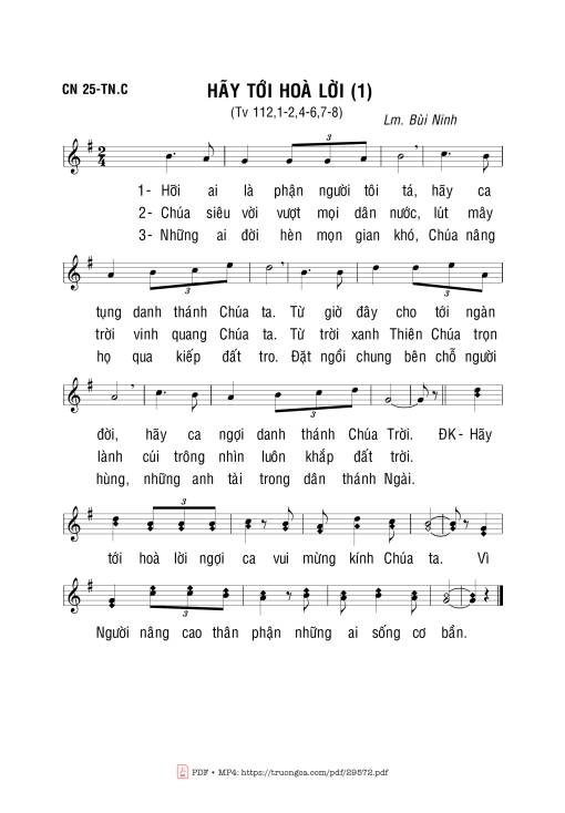 Sheet PDF of Thánh Vịnh 112, Hãy Tới Hòa Lời (1