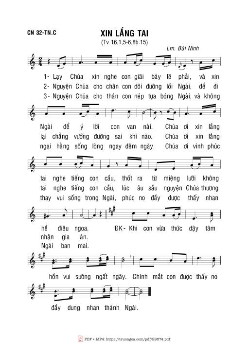 Sheet PDF of Thánh Vịnh 16, Xin Lắng Tai