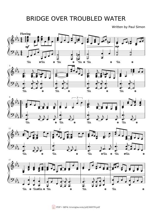 Sheet PDF of BRIDGE OVER TROUBLED WATER Piano