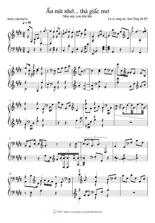 Sheet PDF of Ấn nút nhớ... thả giấc mơ Piano