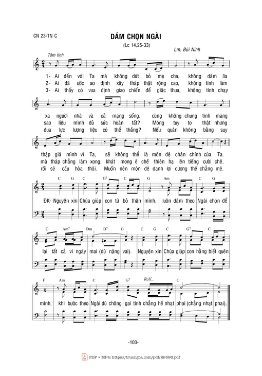 Sheet PDF of Dám Chọn Ngài
