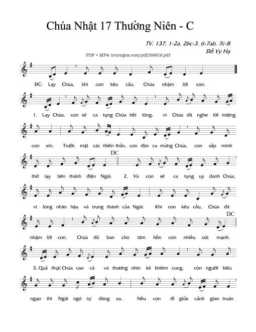 Thánh Vịnh 137 (Chúa Nhật 17C)