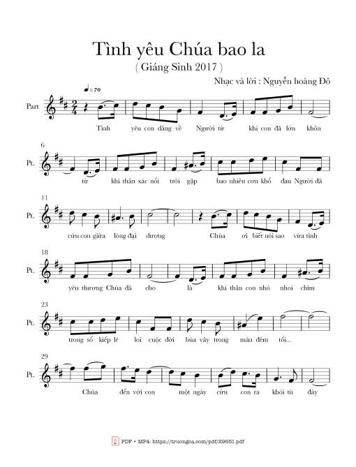 Sheet PDF of Tình yêu Chúa bao la