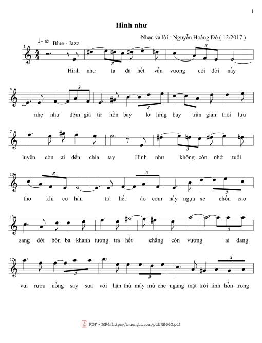 Sheet PDF of Hình như - Nguyễn Hoàng Đô