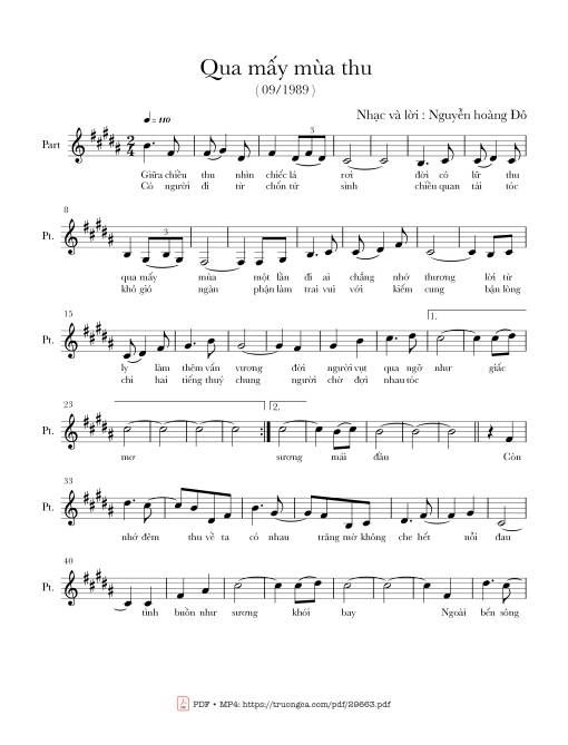 Sheet PDF of Qua mấy mùa thu