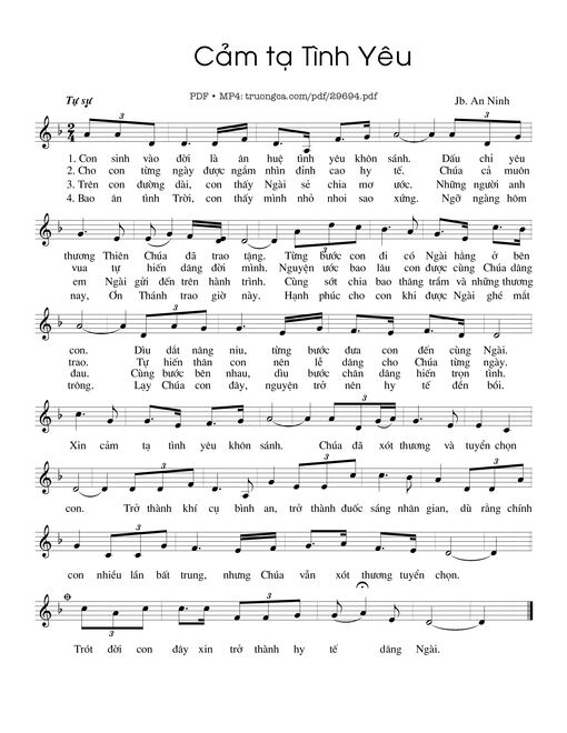 Sheet PDF of Cảm tạ tình yêu