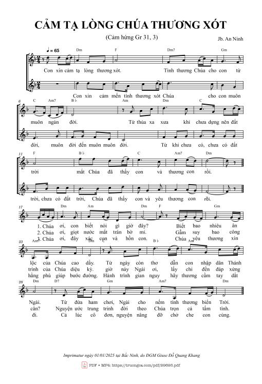 Sheet PDF of Cảm tạ lòng Chúa thương xót