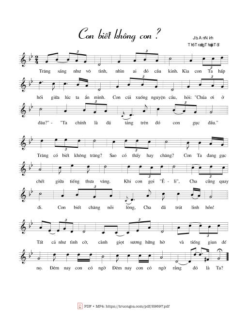 Sheet PDF of Con biết không con ?
