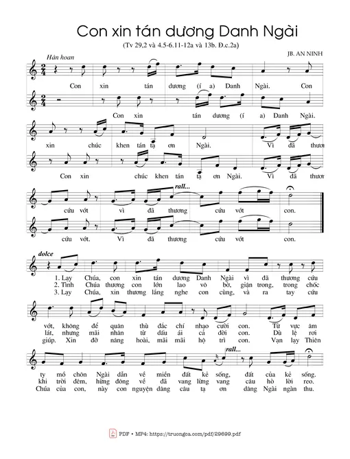 Con xin tán dương Danh Ngài (Tv. 29)