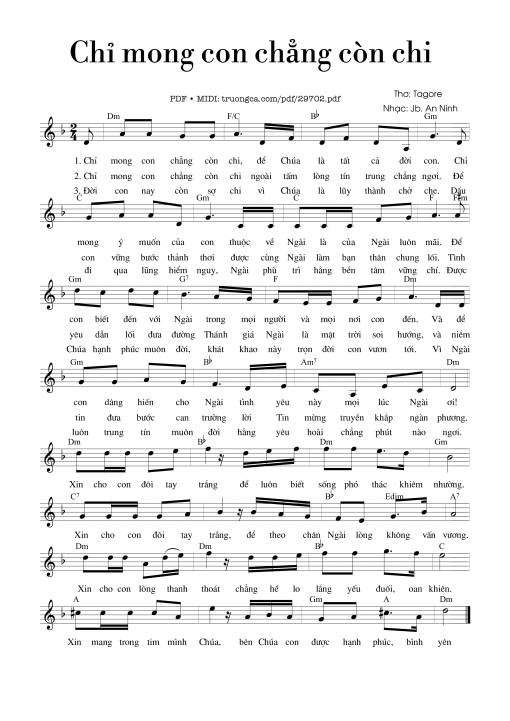 Sheet PDF of Chỉ mong con chẳng còn chi